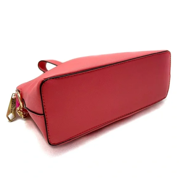 Rampage Saffiano Faux Leather Dome Crossbody Bag Pink with Gold Tone Cha… - Picture 7 of 7